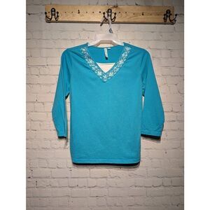 Ashley blue 3/4 sleeved Top size medium